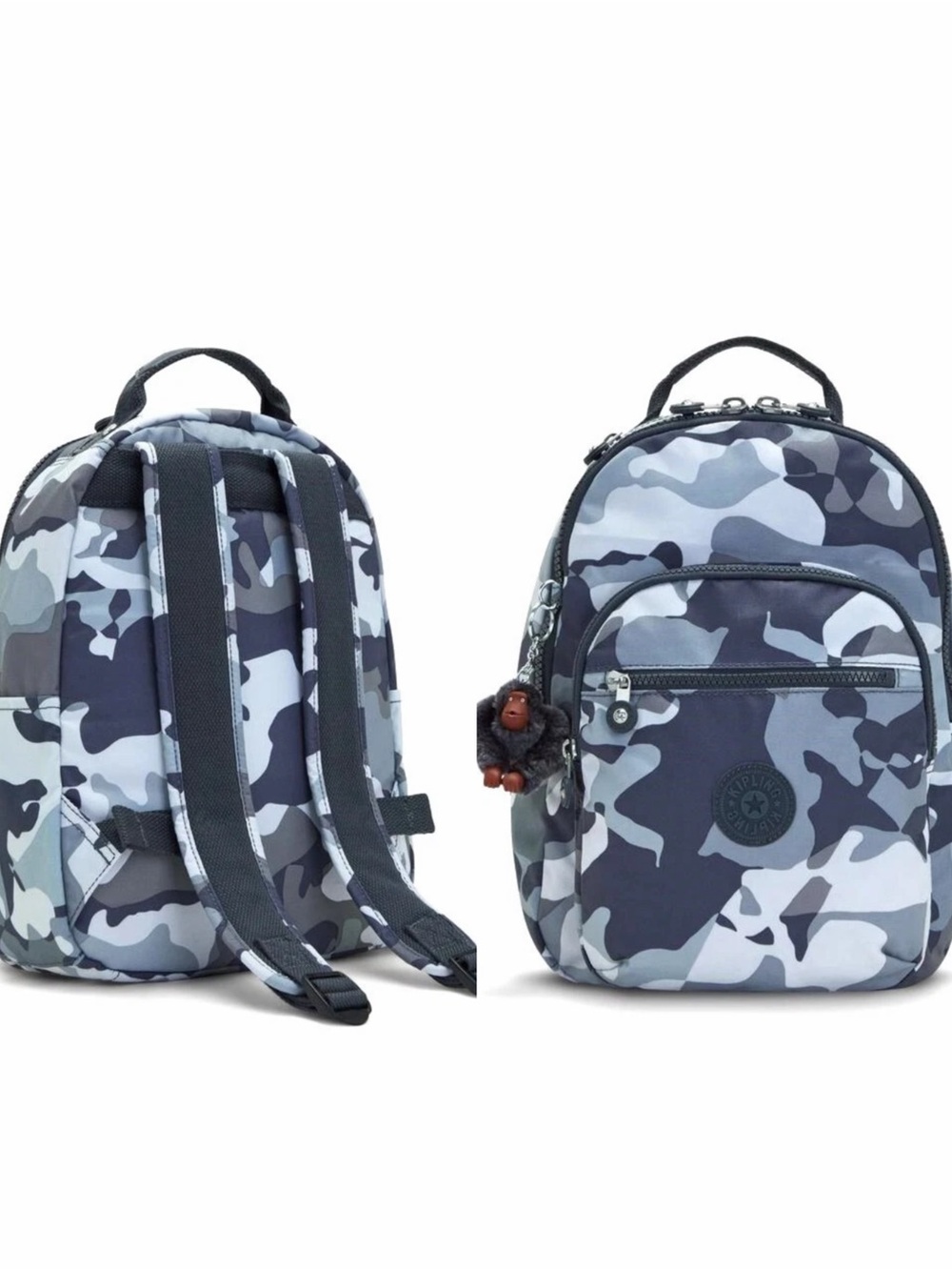 KIPLING Seoul Large 15" Laptop Backpack Camo Grey NWT
